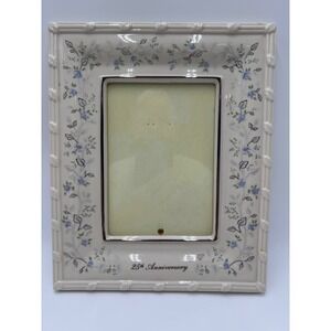 Lenox 25th Anniversary Picture Frame Ceramic Floral Design Tabletop